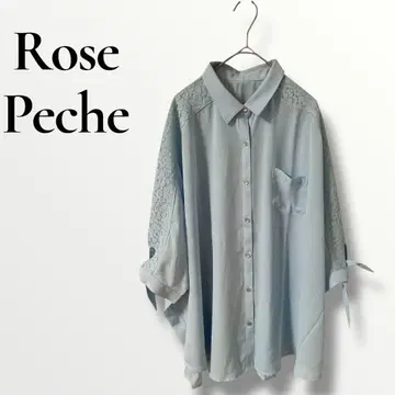 새상품 로즈페쉬 Rose Peche 반팔 블라우스 블루 꽃무늬