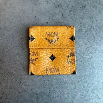 MCM 비세토스 패턴 코인 케이스 동전 지갑 가죽 천연 가죽 카멜