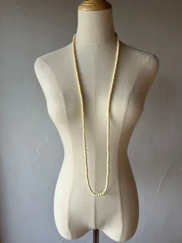 천연 소재 아이보리 비즈 목걸이 초 롱 타입 113cm