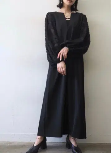 lumier 뤼미에 시어 자카드 슬리브 포멀 드레스 원피스