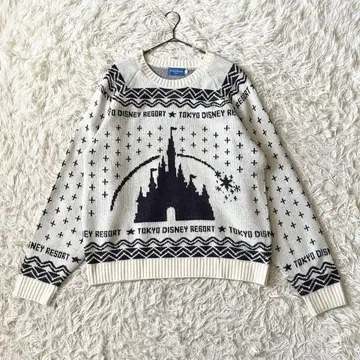 레어 도쿄 디즈니 리조트 신데렐라 성 니트 화이트 L 사이즈