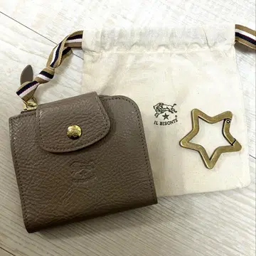 일비종떼 가죽 이단 접이식 지갑 남녀 공용 그레이 수납 봉투 포함