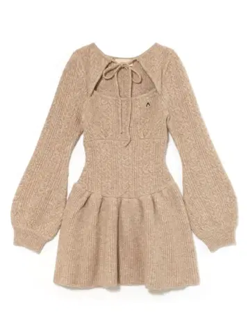 Amy cable flare mini dress beige