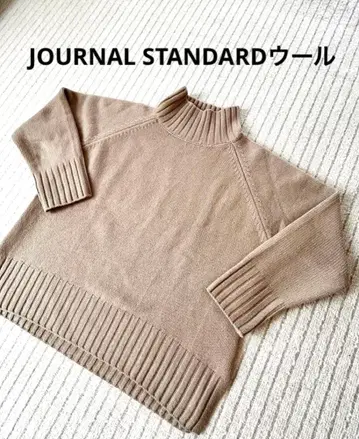 JOURNAL STANDARD 울/베이지 하이넥 니트 스웨터