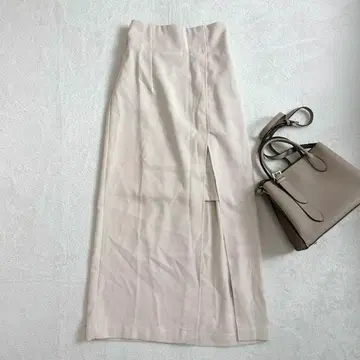 r76 [그레일] 레이어드 타이트 롱 스커트 슬릿 베이지 I라인