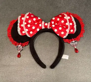 도쿄 디즈니 리조트 머리띠 빨흰 도트