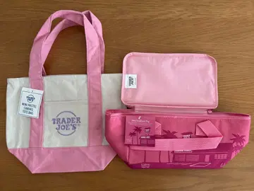 2개 세트 트레이더 조스 미니 토트 미니 보냉백 핑크
