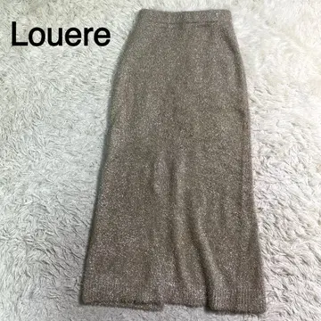 Louere 베이지 컬러 라메사 니트 스커트