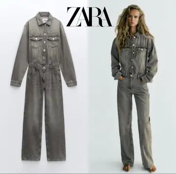 ZARA 레어 컬러 데님 TRF 점프 수트 그레이 XS