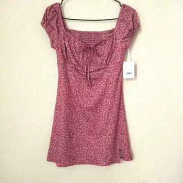 택 포함 꽃무늬 미니 원피스