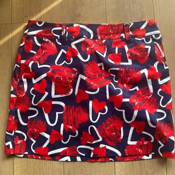 하트 무늬 골프 스커트 네이비/레드