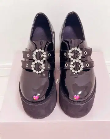 BUBBLES 더블 버클 통굽 신발 37 36