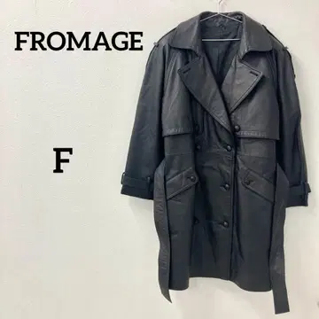 FROMAGE 천연 가죽 트렌치코트 블랙 롱