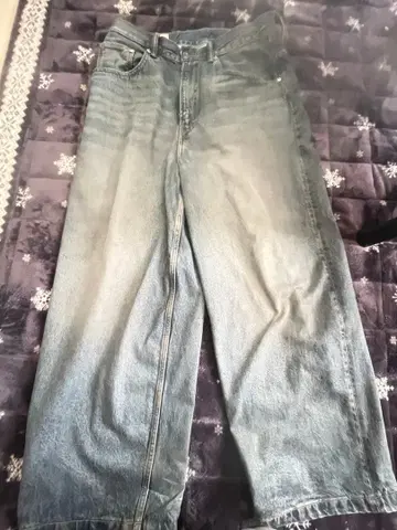 h&m 슈퍼 배기 데님 블루 32/30