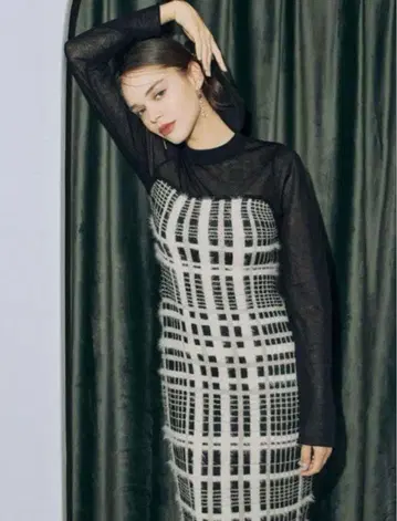 eimy istoire 체크 자카드 니트 원피스