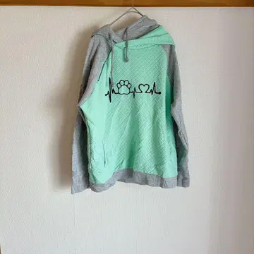 반려동물 엄마의 민트 그린 그레이 후드티 플리스 [ L 사이즈 ]