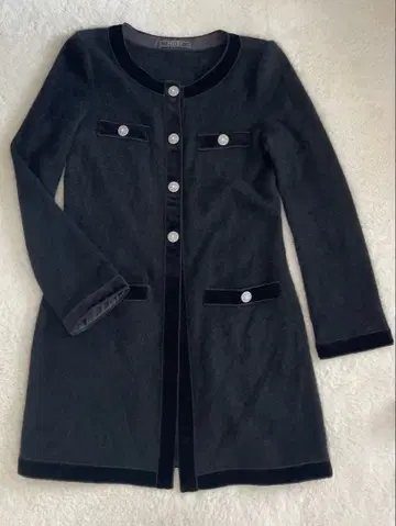 캐시미어 FOXEY 노카라 코트 가디건 40 블랙