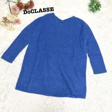 s.1669 [두클라쎄] 긴팔 니트 V넥 오버 사이즈 블루 S