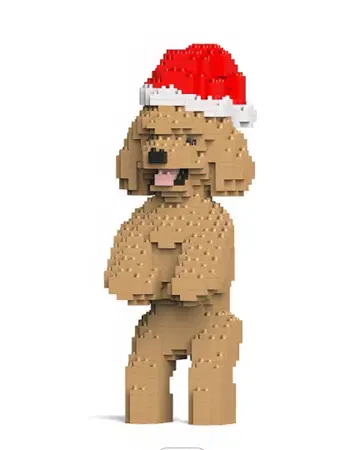 제카블록 토이 푸들 조립 완성품 (크리스마스 모자 포함)