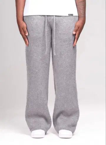 그레이 와이드 레그 스웨트 팬츠