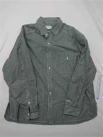 에비수 스트라이프 코튼 셔츠 그린 계열 남성용 MIDDLE