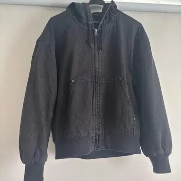 GU 데님 패디드 지퍼 후드티 블랙 S 사이즈