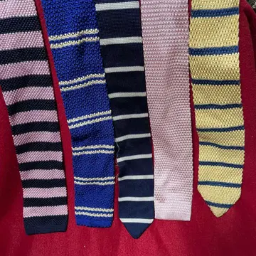 스트라이프 디자인 니트 타이 5세트