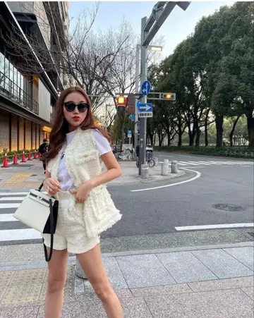 sheller Brilliant 프린지 트위드 베스트