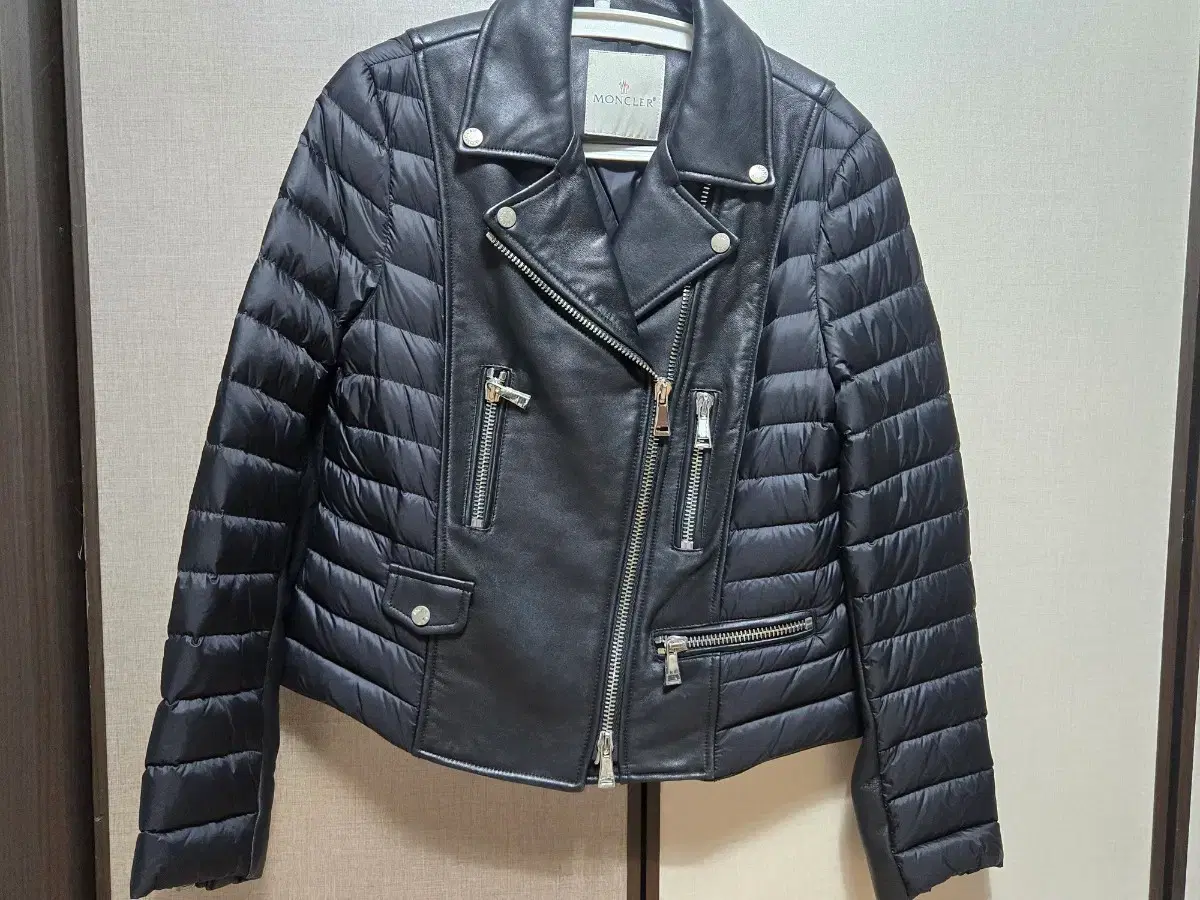Moncler Leather Padded Rider Jacket Black