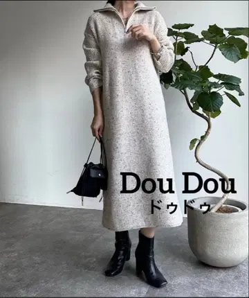 DouDou 하프 지퍼 니트 원피스