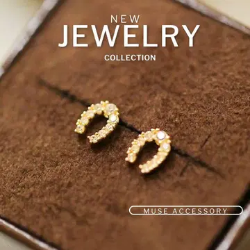 K14 실버 925 조각 말발굽 반짝반짝 다이아 골드 아름다운 심플