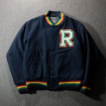 80s 90s USA제 Golden Bear 라스타 컬러 바시티 자켓 M