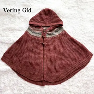 후드 부착 니트 판초 워셔블 북유럽 스타일 더플 버튼 캐주얼