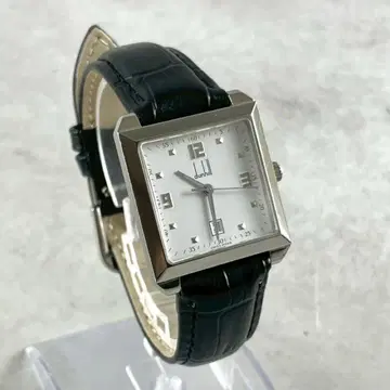 dunhill 쿼츠 남성용 손목시계 실버 화이트 벨트 새상품 작동