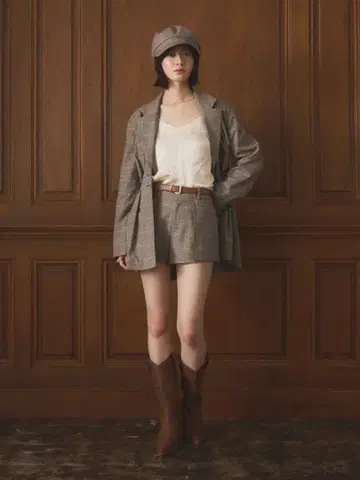 EIMY 글렌체크 스커트 숏 팬츠 38