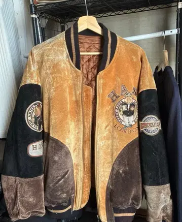 H.A.S. 스웨이드풍 바시티 자켓 브라운/블랙