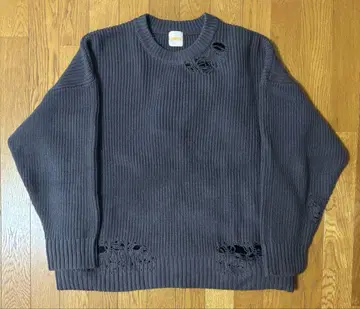 KOOKY'N 보로 가공 니트 데미지 가공 보로