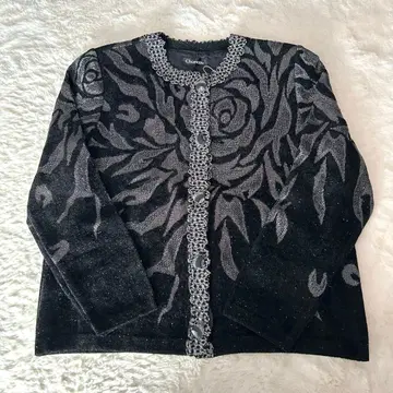 Chamois 샤미 가디건 라메 꽃무늬 일본제 새상품