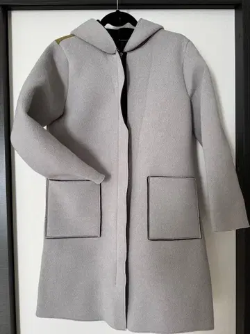 [ corallo ] 후드 부착 바이컬러 롱 코트