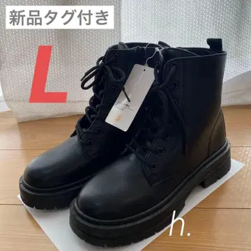 새상품 택 포함 시마무라 통굽 레이스업 부츠 L 사이즈 블랙