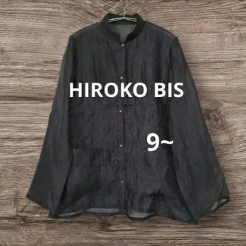 HIROKO BIS 주름 가공 스탠드 카라 시어 자켓 겉옷 사이즈 9