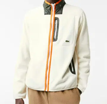 라코스테 LACOSTE 화이트 파이핑 마이크로 플리스 자켓