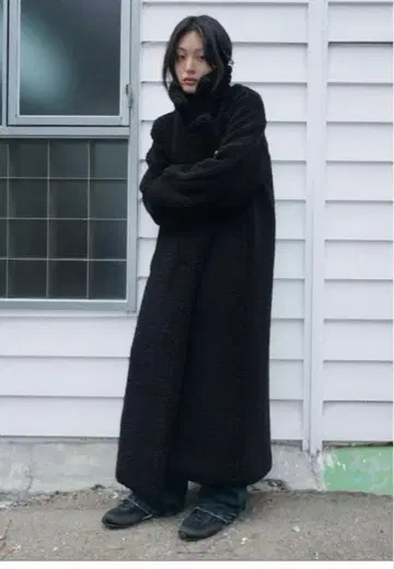 ZARA 보아 롱 코트 블랙 L 사이즈