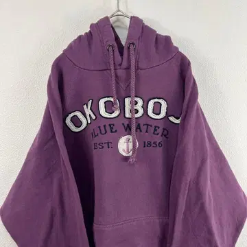 USA 구제 의류 00s y2k okoboji 자수 칼리지 후드티 보라색