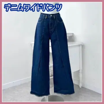 새상품 플레어 팬츠 데님 빈티지 와이드 팬츠 인디고 착용감