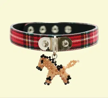 momenter 체크 무늬 초커 비즈 말 참