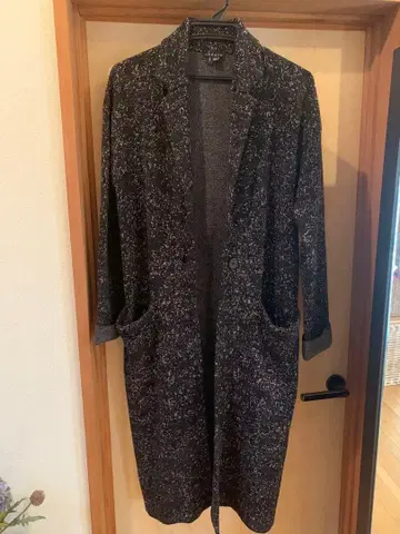 미사용 theory 블랙 화이트 스파클 롱 코트