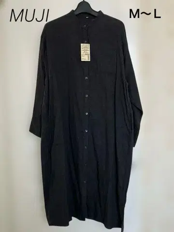 무인양품 인도 면 이중 거즈 스탠드 카라 원피스 차콜 그레이 M~L