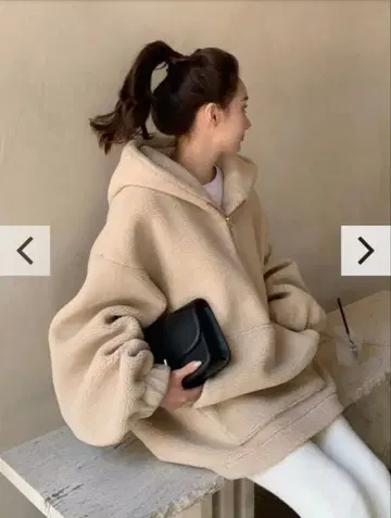 Birthdaybash 보아 플리스 후디 베이지 S