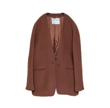 JAEGER 이예거 영국제 노카라 자켓 코트 멜톤 브라운